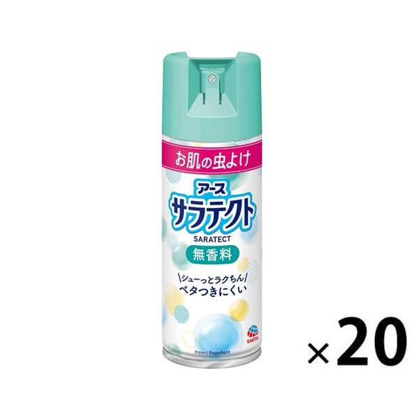 蚊 トコジラミ マダニ サラテクト 無香料 400mL 1箱 20本入虫除けスプレー お肌の虫よけ アウトドア 大容量 アース製薬 - アスクル
