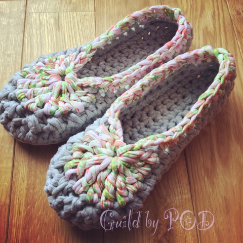 無料編み図 TシャツヤーンSmootee で編むルームシューズ毛糸ズキ