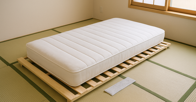 万年床を解消 2つ折り すのこマット ダブル桐製 折りたたみ すのこベッド 木製 和室 布団 カビ防止 マットレス 低ホルムアルデヒド 幅140布団用