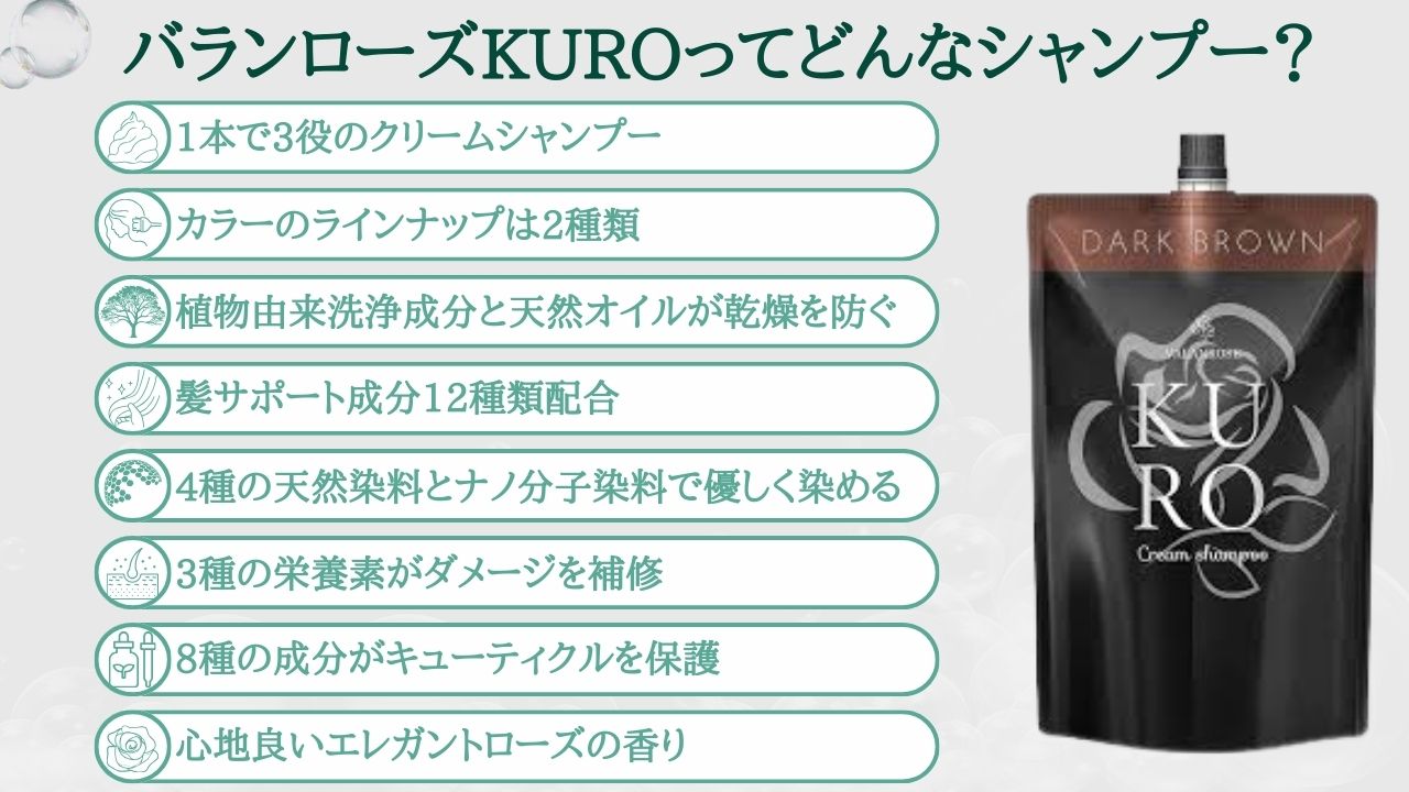 KURO クリームシャンプー ナチュラルブラック バランローズ 本当の口コミ バランローズKUROクリームシャンプーは