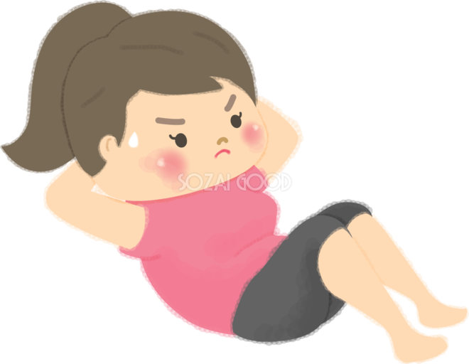 筋トレする女性のフリーイラスト素材 - 無料のイラスト素材 タダ絵