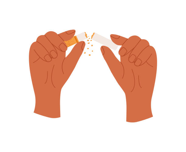 煙草を持つ手 喫煙リスク 白バックのイラスト素材36978437- PIXTA