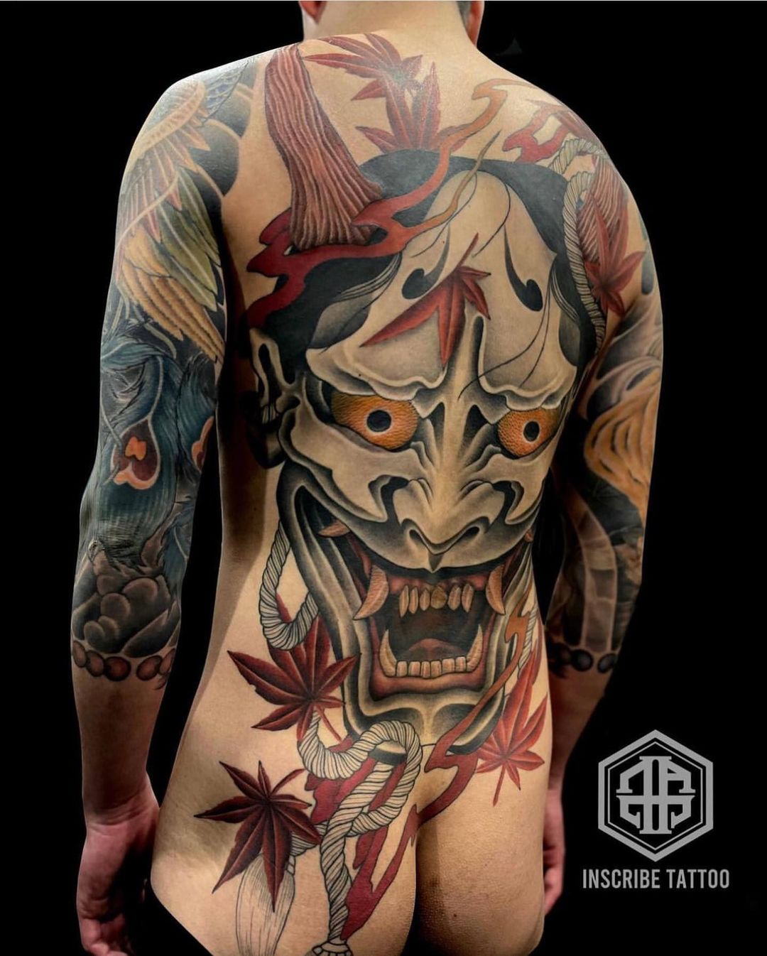 般若、お亀、牡丹と菊の花のタトゥー札幌のタトゥースタジオ MOUNTAIN HIGH TATTOO WORKS作品集