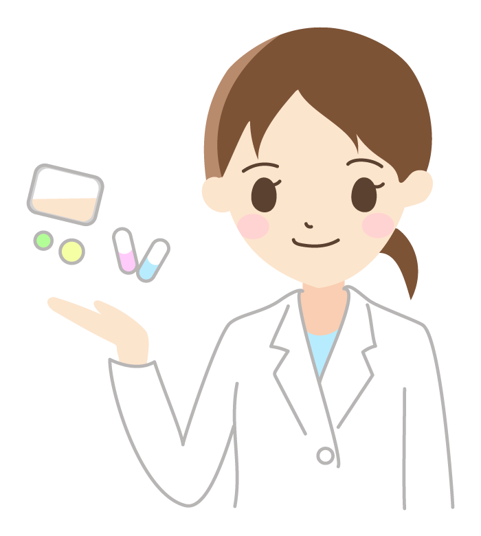 女性薬剤師と医薬品アイコンのイラストのイラスト素材74053829- PIXTA