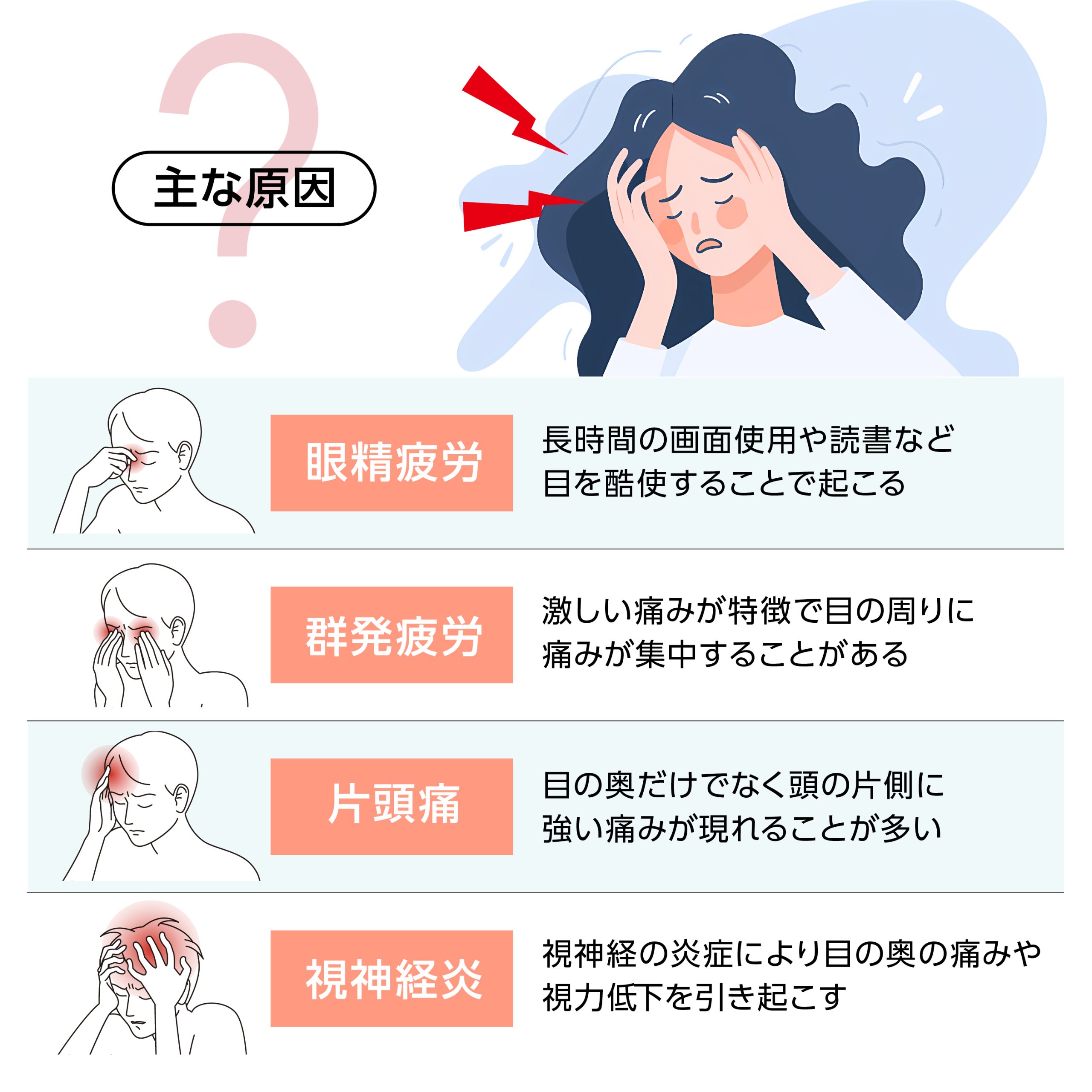目の奥が痛い頭痛の治し方はある？自分でできる対処法や痛みの原因を解説だいだいクリニック-九段下頭痛外来