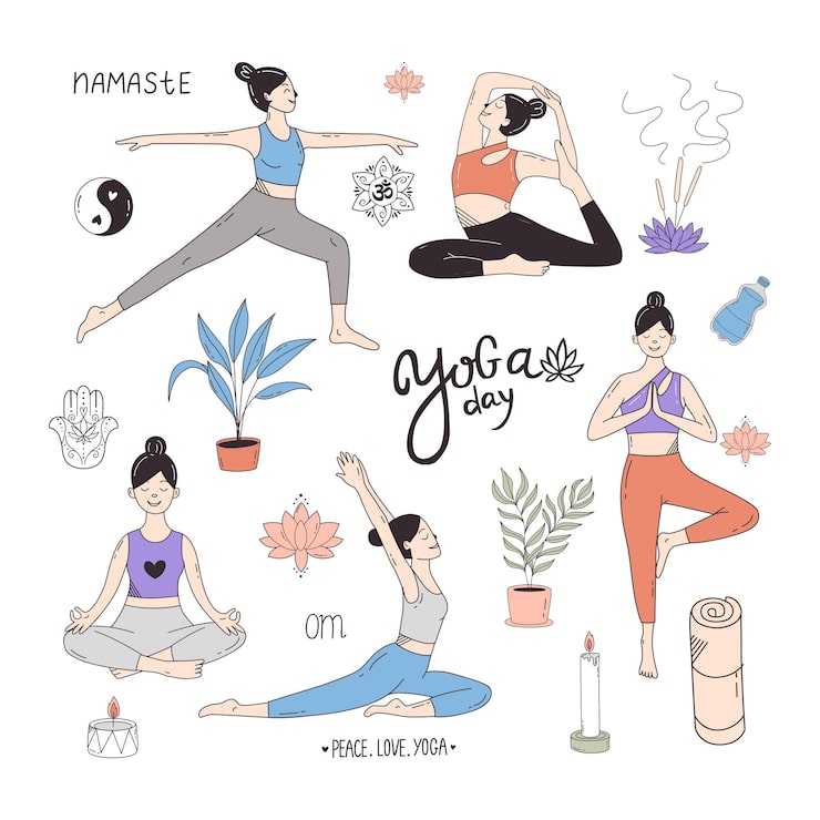 ヨガ健康美容ダイエット - ピクトグラムフリーイラスト素材