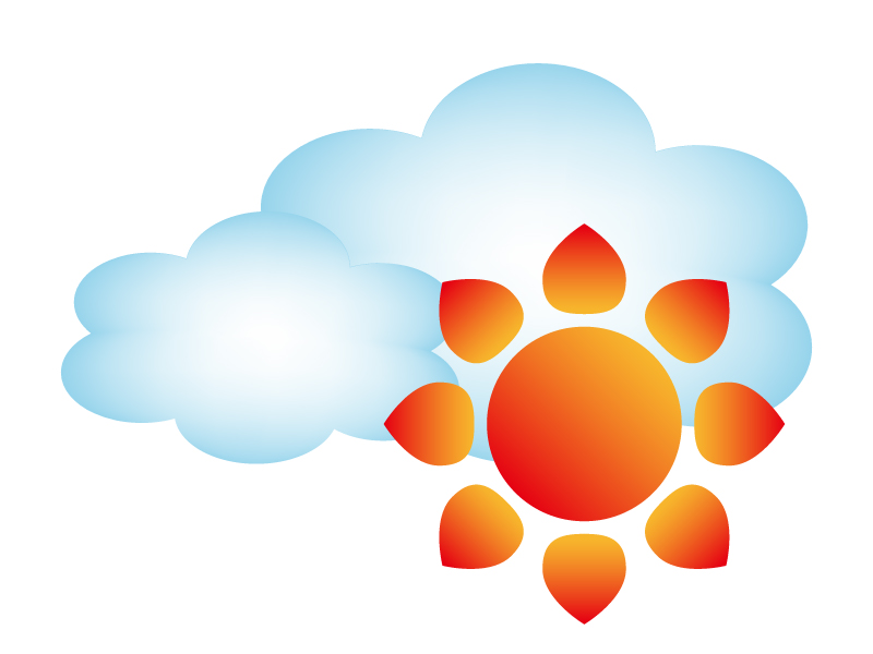 無料素材シンプルな天気マークをデザインしたベクターアイコン。晴れや曇りに雪の結晶や月など