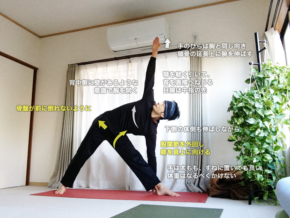 椅子をつかった 三角のポーズ c002 - YouTube