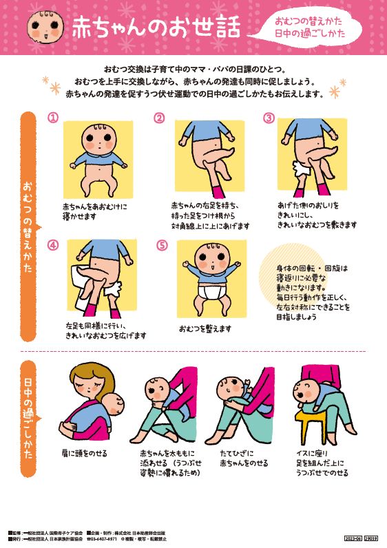 赤ちゃんのお世話おむつの替えかた日中の過ごしかた文字多めver