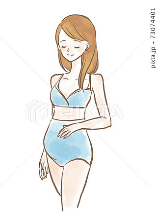 おなかに手をあてる妊婦 イラスト素材1782127- フォトライブラリ
