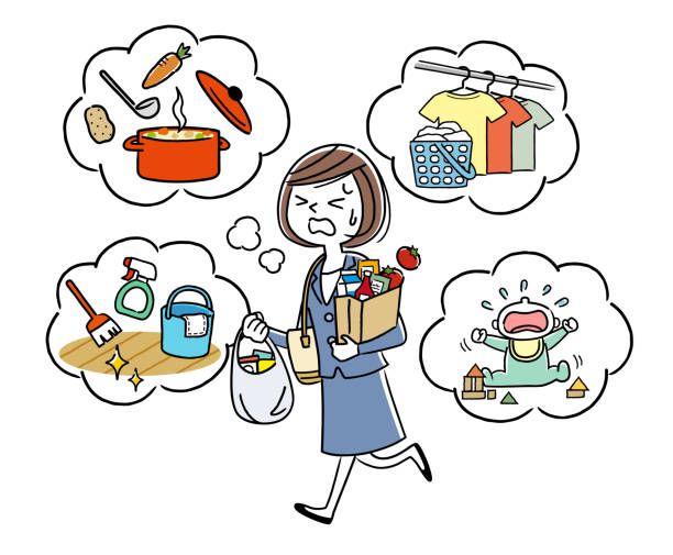 仕事が忙しい女性のイラスト素材FYI07933827ストックフォトの Qlean Market キュリンマーケット