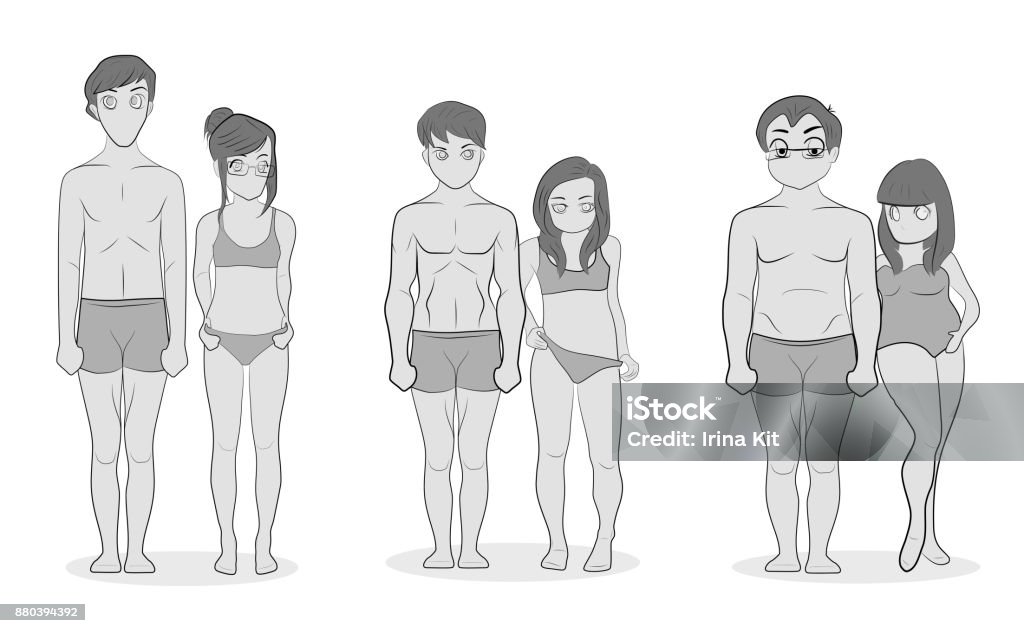 さまざまな種類の男性の体型無料ベクトル素材