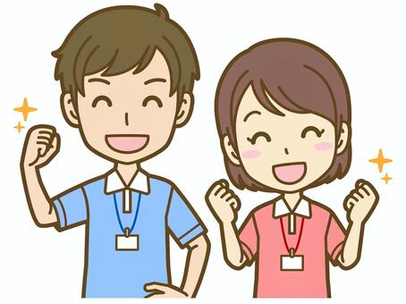 フリー素材・無料素材・看護師 介護士の女性 疑問 なぜ わからない カーディガン イラスト素材・かわいい人物素材