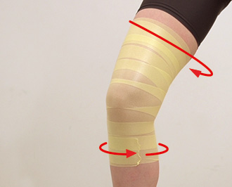 膝 ひざ: 膝 ひざ の内側の痛み予防 やや強めのキネシオロジーテーピングテーピング 巻き方バトルウィン™