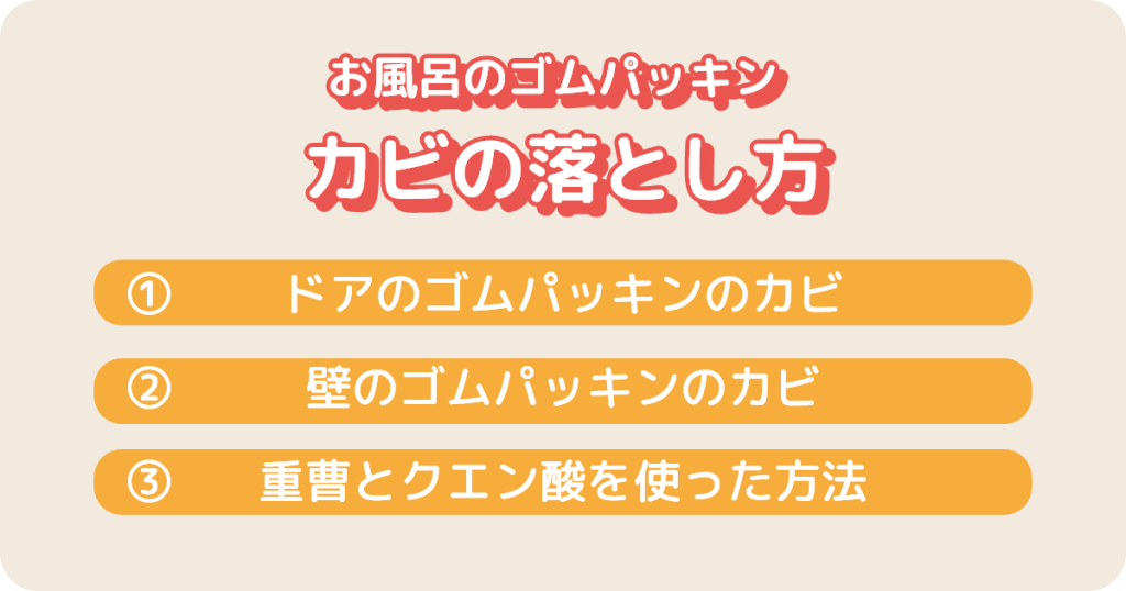 お風呂 ゴムパッキンに入り込んだ黒カビの落とし方