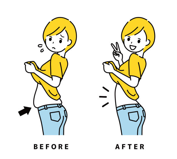 お腹 ウエスト _ダイエットイラスト 女性 人物 無料 フリー88563素材Good