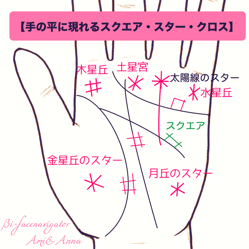 手相にでるスクエア 四角紋・シャープ の基本的な意味を、初心者向けに解説 - 手相の見方大事典テソペディア