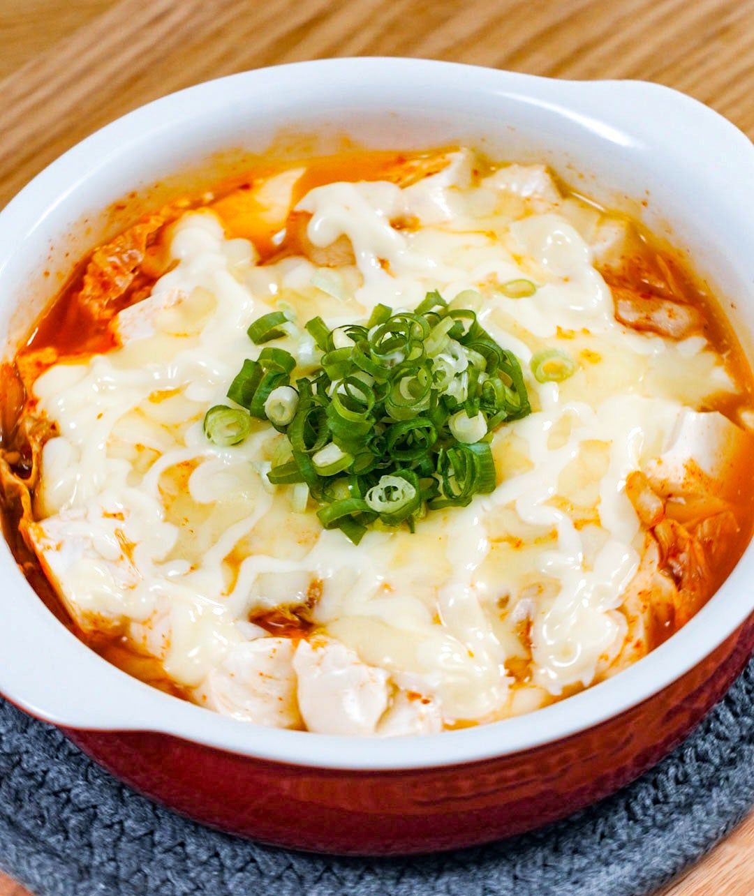 低糖質・ダイエット レンジで旨辛！たっぷりキムチのチーマヨ豆腐