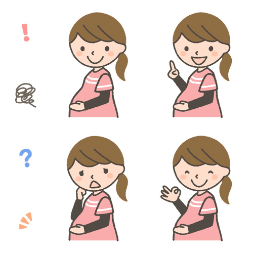 困った表情を浮かべる妊婦さんのイラスト🎨 フリー素材 看護roo! カンゴルー