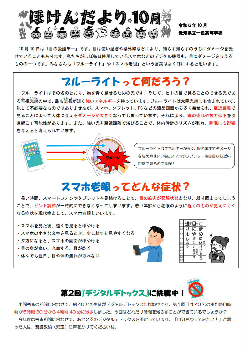 ほけんだより山梨県立中央高等学校