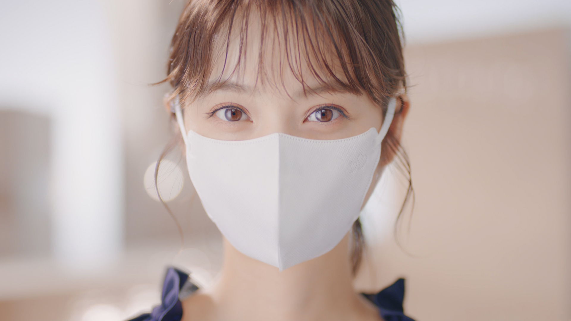 幕張文具4A すっきり小顔マスク ベージュ×ネイビー 紙製マスクケース付き 30