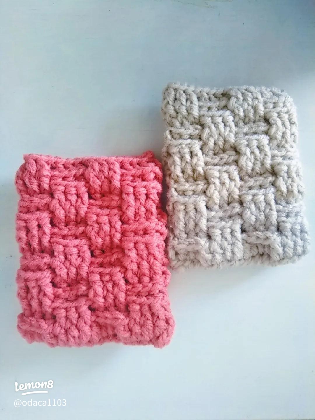 かぎ針編みでアクリルたわし 細編みの簡単な四角のエコたわしの作り方ここあみ