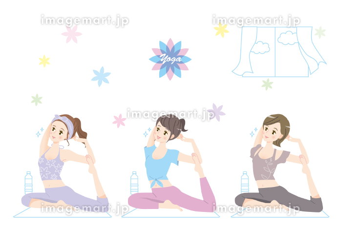 無料イラスト鳩のポーズのヨガ女性パブリックドメインQ：著作権フリー画像素材集