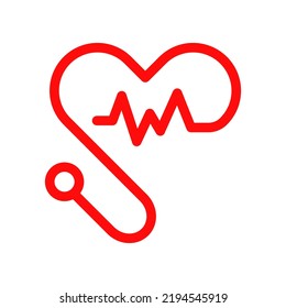 赤のハートビート 心拍数のラインと愛や健康や医療の概念として波 創造的なベクトル図 ストックベクター ©LvNL 321152870