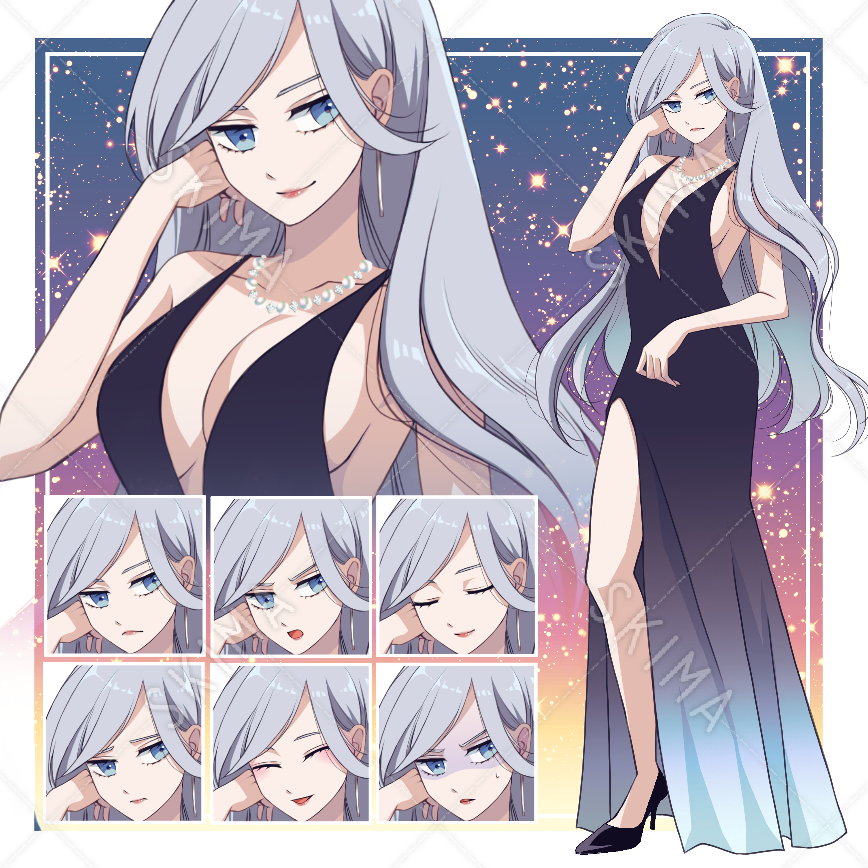 美女 「銀髪の美人女性 」素材6枚セットヘアカラー・ヘアスタイル・ファッション・冬服・美容広告・ホームページのイメージ画像にFREEFREE”美容・女性専門”素材サイト