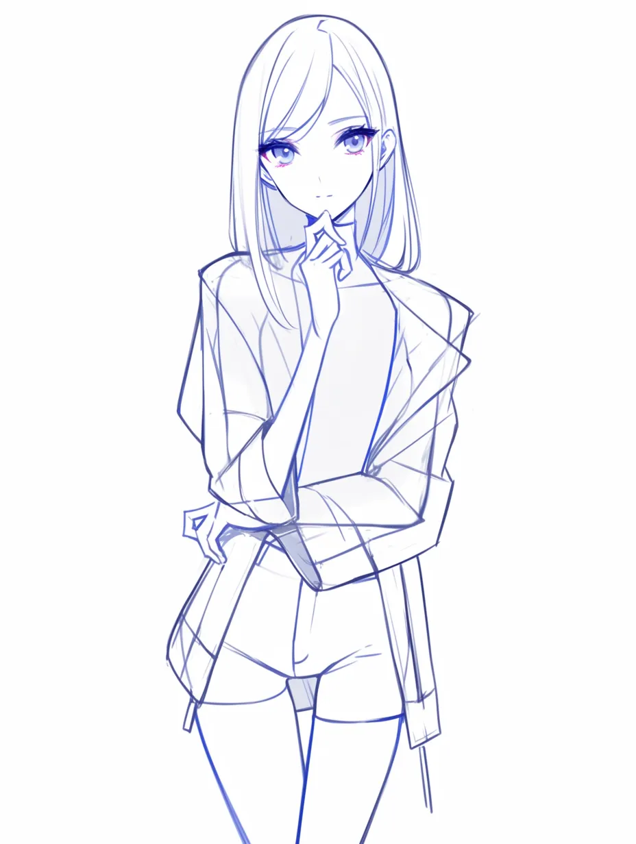 テーブルに座る顎に手を当てる - CLIP STUDIO ASSETS