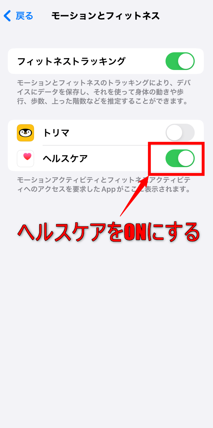 モーションとフィットネスの設定方法