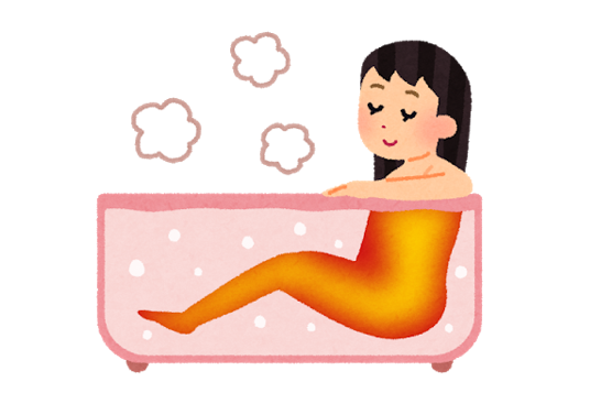 東京ドーム天然温泉スパラクーア様のインスタグラムコンテンツ『バスタイムでもっと美人に「正座入浴」「５分間お風呂 モミ」「３点リンパさすり」』のイラストを描きました