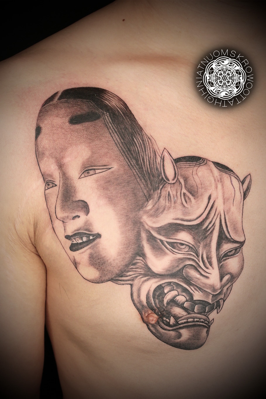 Hannyaマスクタトゥーの膨大なリスト！般若仮面の刺青は強烈で激しいもので、それぞれに深い意味と象徴性があります