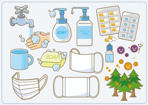 オシャレなタッチのインフルエンザ対策イラスト G35イラスト工房