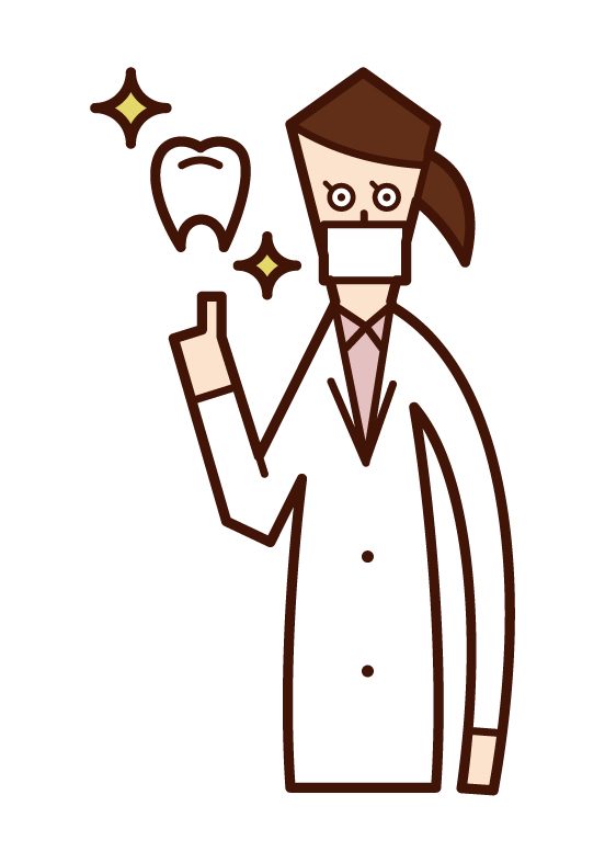 歯と歯磨きアドバイス女性 歯科衛生士 イラストフリーイラストIroFuri・いろふり