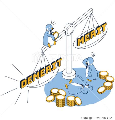 メリットデメリットの文字のイラスト素材76579364- PIXTA