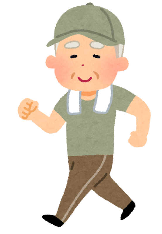ウォーキングをする高齢者 高齢者 おばあさん・おじいさん介護現場の人物 の無料イラスト介護アンテナ