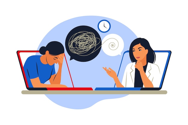 相談をする女性のイラスト商用可・フリーイラスト素材ソコスト