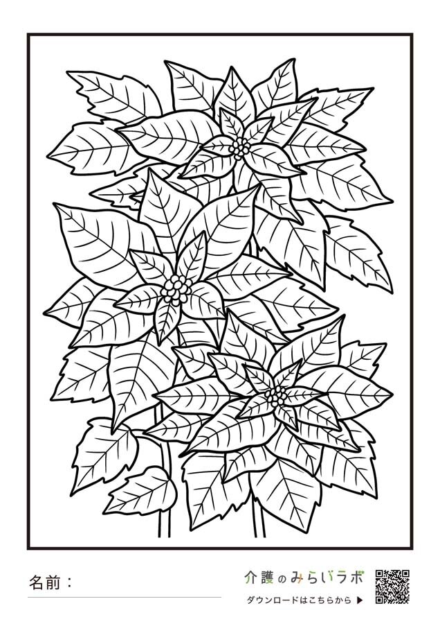 1月の塗り絵 冬の花「椿」 塗り絵No.1 のどかな塗り絵