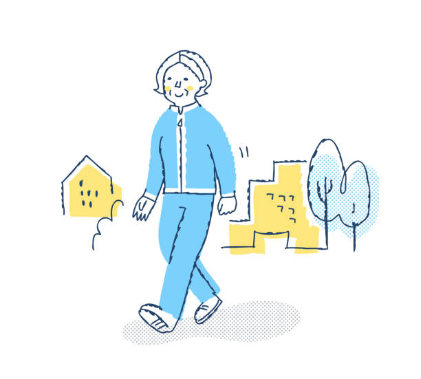 朝ウォーキングイラストレイン🚂 - イラスト無料素材