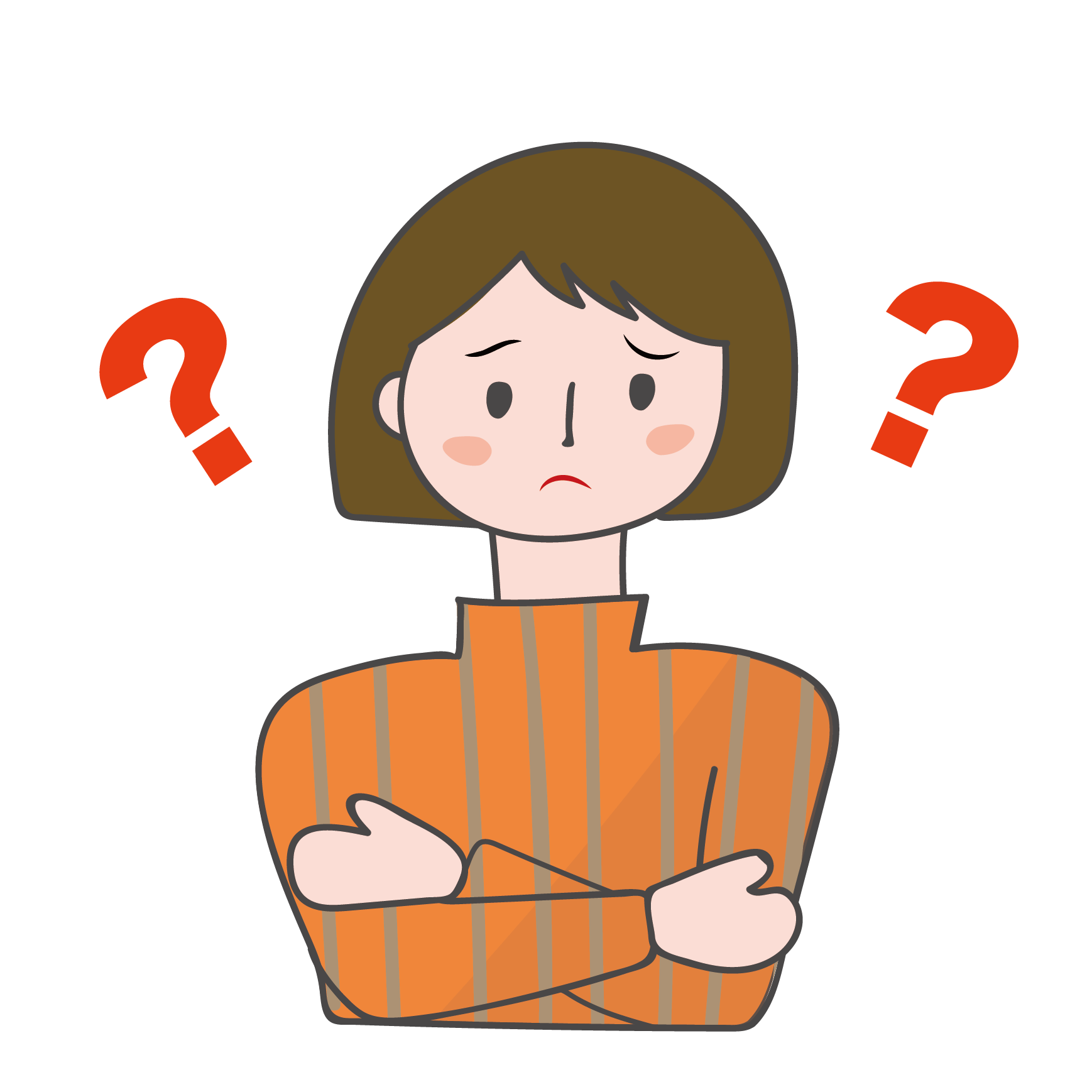 腕を組んで悩むスーツ姿の男性のイラスト高品質の無料イラスト素材集のイラサポフリ