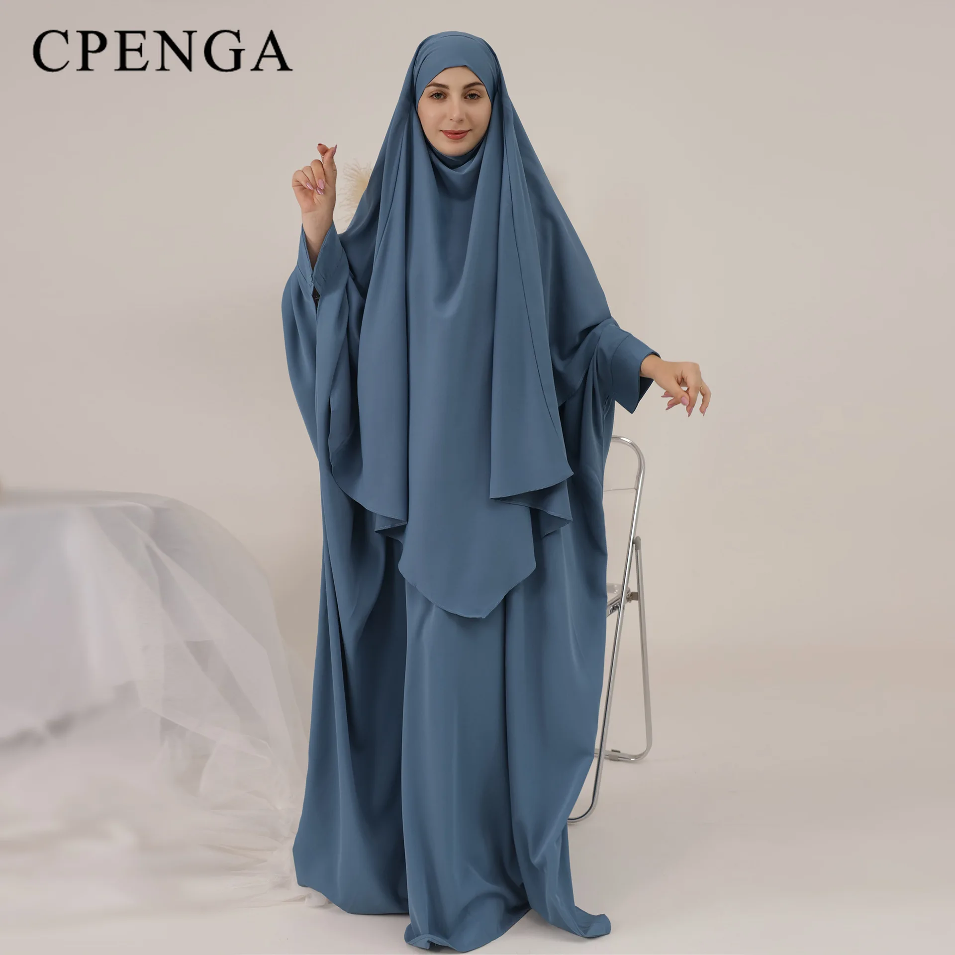 イードフード付きイスラム教徒の女性ヒジャーブドレス祈りの祈りの衣服ロングキマートルコムスルマンジルバブアバヤラマダンガウンアバヤイスAmazon.co.jp: ラマダンの祈りの衣服2ピースセットイスラム教徒ブルカアバヤ女性ヒジャーブドレスブルカニカロングキマー