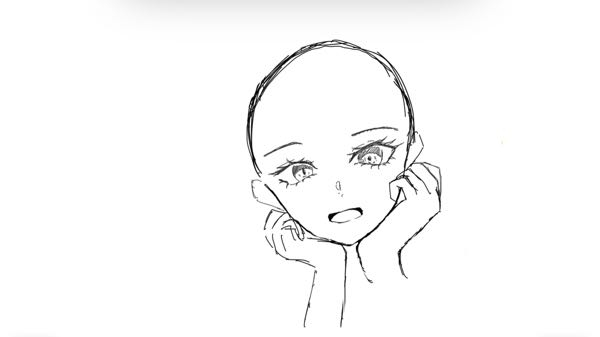 顎に手を当てる - CLIP STUDIO ASSETS