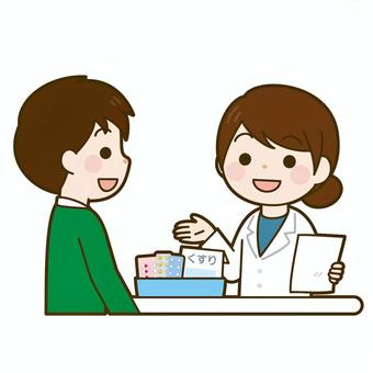 フリーイラスト症状にあった薬を紹介する薬剤師パブリックドメインQ：著作権フリー画像素材集