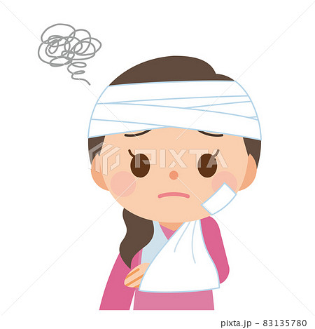 けが・骨折した人のシルエット無料のAi・PNG白黒シルエットイラスト