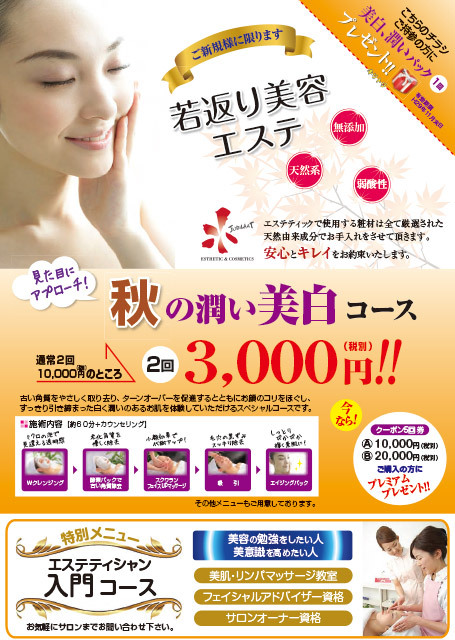 エステチラシ 可愛いサロンチラシテンプレート脱毛エステ・フェイシャルエステリーフレット美容チラシリーフレット・パンフレット作成-エステ ・ネイル・クリニック・ヘアサロン