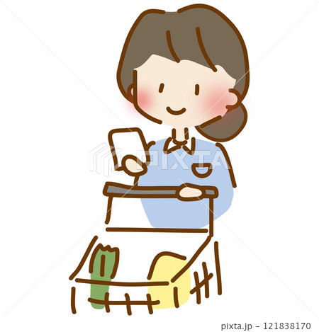 車椅子の高齢女性と介護士イラスト