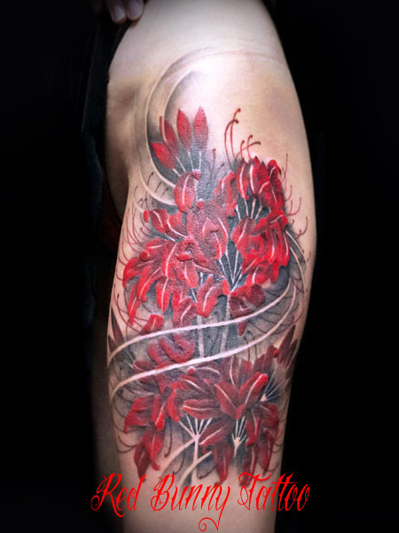 蛇×彼岸花 タトゥーGallery東京・日暮里の刺青、タトゥースタジオは T.C Tattoo Tokyoへお越しください