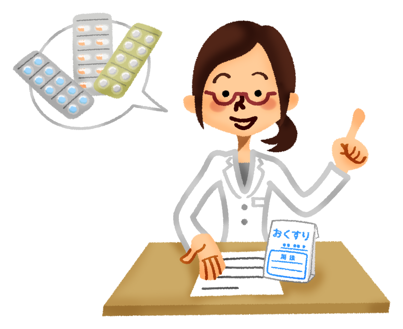 フリーイラスト薬の注意点について説明する男性薬剤師パブリックドメインQ：著作権フリー画像素材集