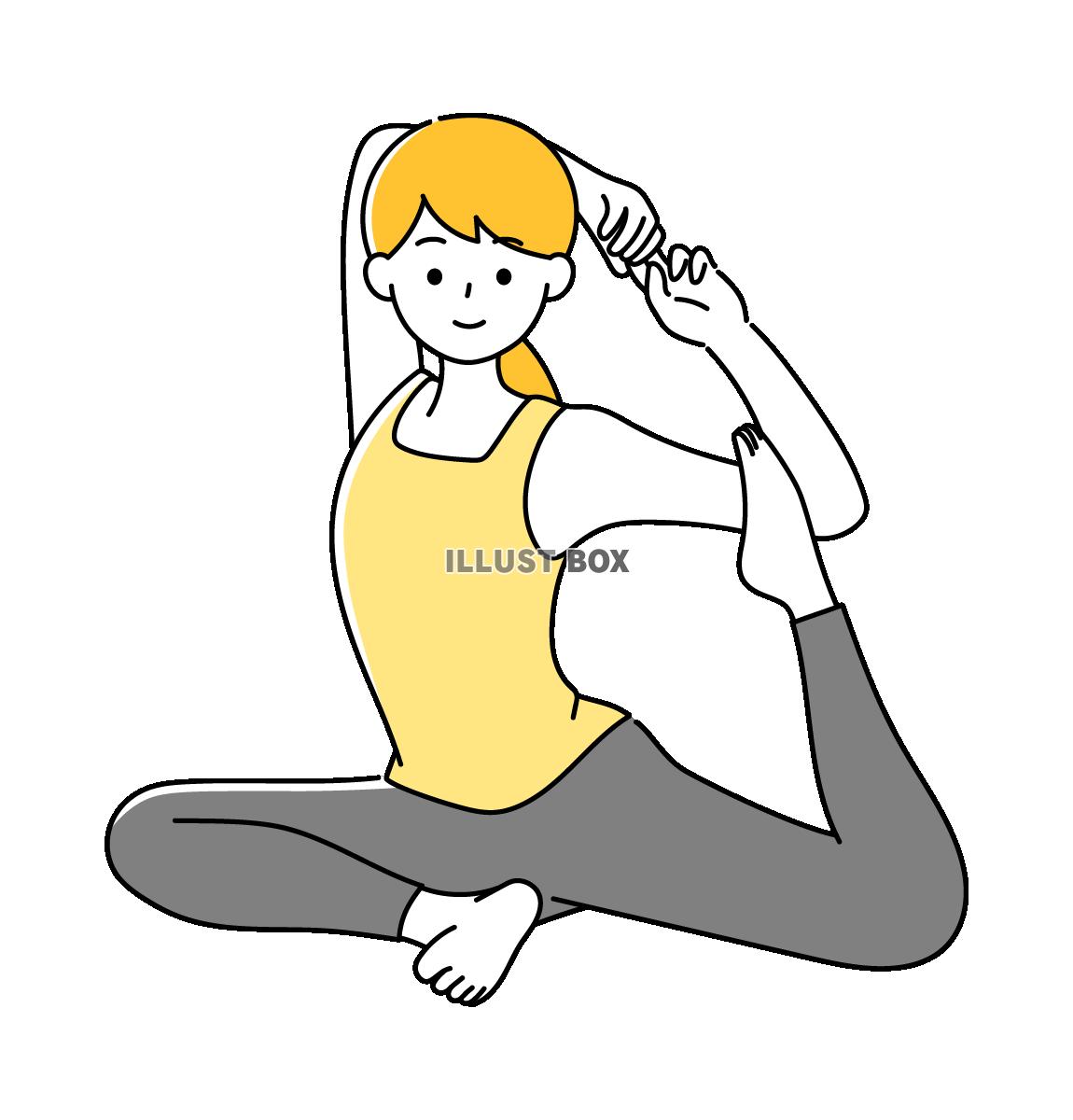 ヨガ：立木のポーズをする女性のフリーイラスト素材おしゃれでかわいいフリーイラスト素材 イラストナビ